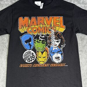Marvel Comics Earth's Mightiest Heroes Sz Small Black Men's Graphic T Shirt NWT